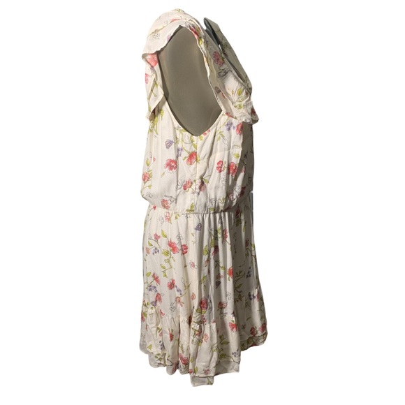 Clockhouse size 42/L/XL flower bird butterfly print ruffle dress viscose - Picture 2 of 13